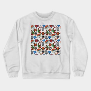 Dice Flower Eye Umbrella Snake Pattern Crewneck Sweatshirt